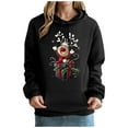 thumbnail image 5 of Feancey Christmas Hooded Sweatshirts for Women Funny Reindeer Graphic Hoodies Drawstring Long Sleeve Fleece Lined Pullover Sweatshirt with Kangaroo Pocket Black M, 5 of 6