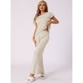 thumbnail image 2 of DARING DIVA Women's 2-Piece Short Sleeve Tops Wide Leg Pants Sets XS Beige, 2 of 5