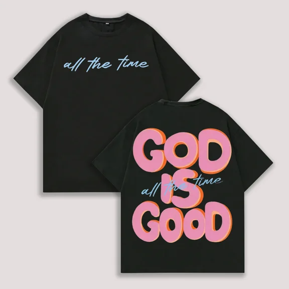 Men's & Women's Oversized T-Shirt GOD IS GOOD Double-Sided Graphic Print Retro Vintage Streetwear Loose Fit Round Neck Short Sleeve