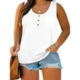 thumbnail image 3 of HAiming Womens Plus Size Tank Tops Summer Casual Button Sleeveless Round Neck T-Shirts Plus Size Loose Tunic Blouses, 3 of 7