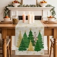 thumbnail image 2 of Green Christmas Tree Table Runner 72 Inches, Golden Xmas Tree Winter Snowflake Rustic Bed Runner Dresser Scarves Tabletop for Indoor Outdoor Parties/Ceremony/Banquet, 14" x 72", 2 of 8