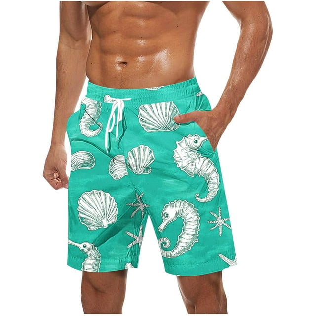 Pantalones Cortos para Hombre de Cintura Elástica con Bolsillos Pantalones de Playa de Impresión Casual, Poliéster Ligero de Moda para la Primavera Verano Al Aire Libre Y el Uso Diario