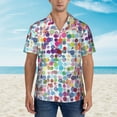 thumbnail image 2 of Pofeuu Colorful Watercolor Dots Print Hawaiian Shirt for Men Sleeves Casual Button Down Summer Beach Dress Shirts T-Shirts,Large, 2 of 7