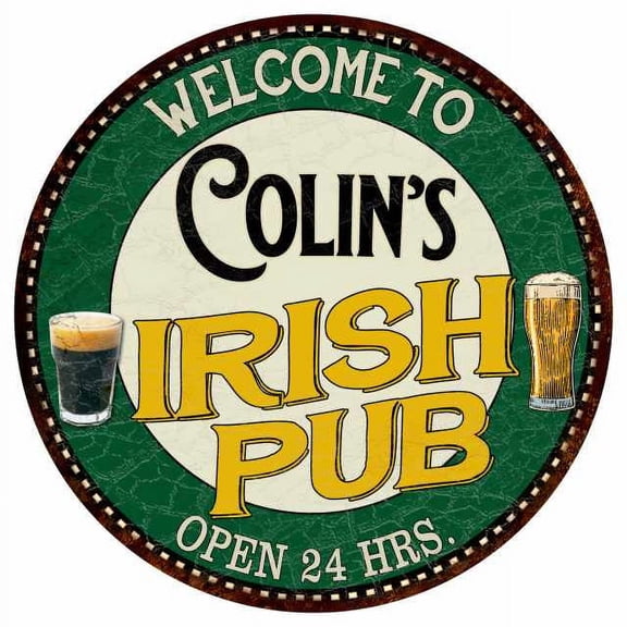 Colin's Irish Pub 14" Round Metal Sign Kitchen Bar Wall Decor 100140036144