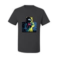thumbnail image 2 of Wild Bobby, Colorful Cosmic Neon Astronaut Lunar Spaceman Moon Galaxy, Fashion, Men Graphic Tee, Charcoal, 4X-Large, 2 of 4