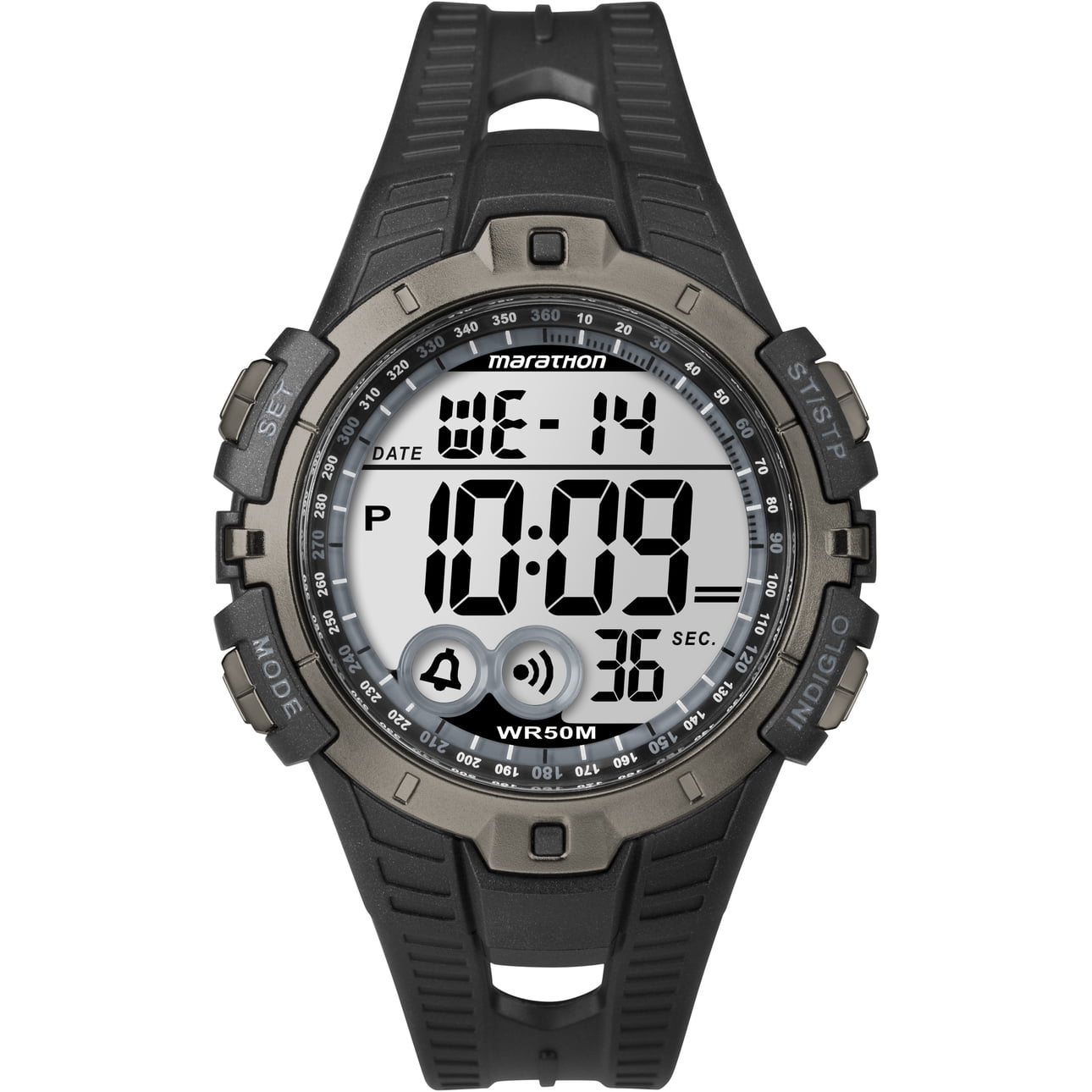 Marathon by Timex Men's Black/Gray 46mm Sport Watch, Resin Strap