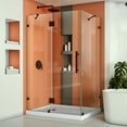 thumbnail image 2 of DreamLine Quatra Lux 34 1/4 in. D x 46 3/8 in. W x 72 in. H Frameless Hinged Shower Enclosure in Oil Rubbed Bronze, 2 of 9