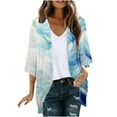 thumbnail image 2 of Nrmvnmi Women Open Front Lightweight Cardigan Summer Puff Sleeve Cardigans Fashion Floral Printed Kimono Cardigan Casual Loose Fit Cover Up Blouse Tops, 2 of 5
