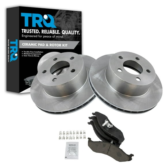 TRQ Front Brake Pad & Rotor Kit Brake Pads Brake Rotor Ceramic Fits Select 1990-1998 Jeep Cherokee 1990-1992 Comanche 1993-1998 Grand Cherokee 1990 Wagoneer 1990-1999 Wrangler