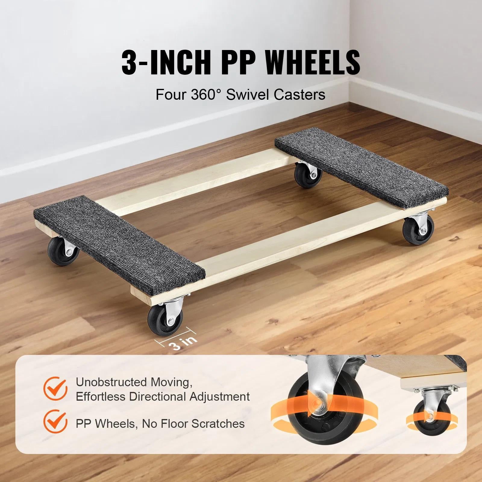 Furniture Dolly, 1000 lbs Load Capacity, Heavy Duty Hardwood Furniture Moving Dolly, Mover's Dolly, Moving Cart with Wheels for Heavy Furniture Home Cleaning
