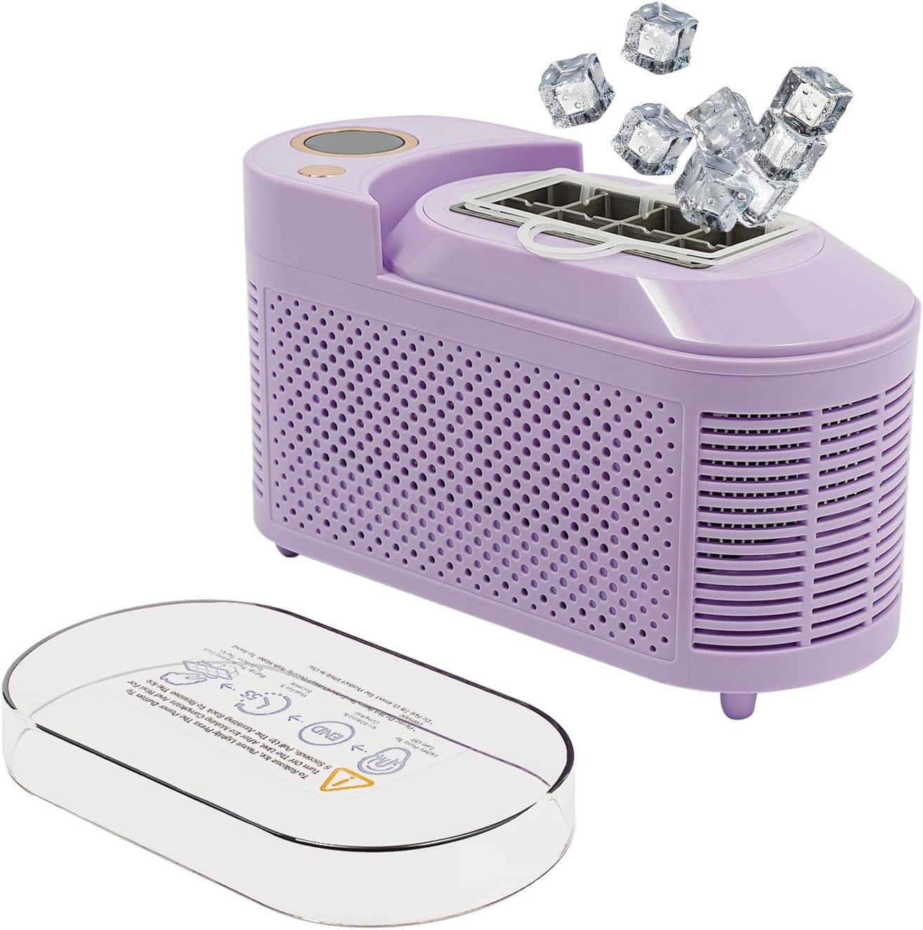 Portable Ice Maker Machine, Mini Cube Maker, Dual Power Fast Ice Making, 12V Car Compatibility, 8 Ice Cubes in 10 Minutes for Home, Office, Camping, Travel Use (Purple)