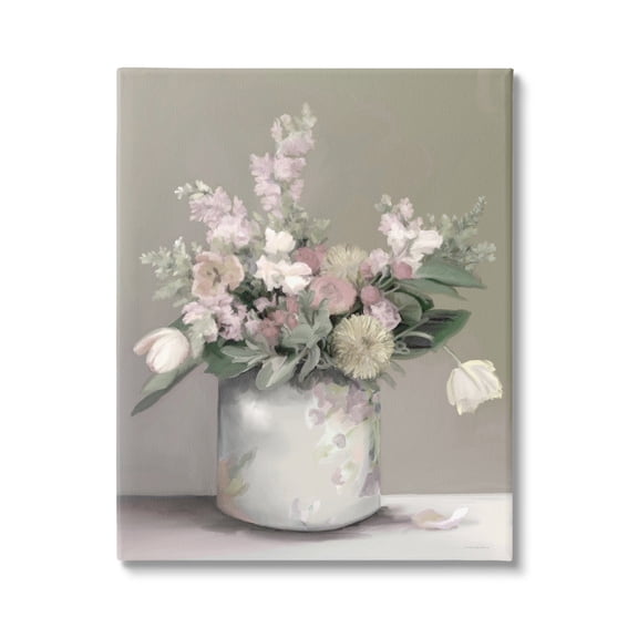 Stupell Industries Timeless Flower Bouquet Assorted Blossoms Patterned Vase Painting Gallery Wrapped Canvas Print Wall Art, Design by Kamdon Kreations