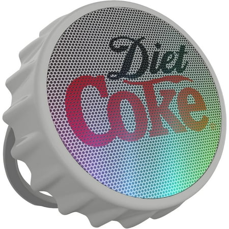 Diet Coke Bottle Cap Shaped Bluetooth Speaker with Kickstand, Color Changing Light, FM Radio, 6H Playtime, Micro SD Card, Aux Port for Home/Outdoors/Beach/Bar | Portable Bluetooth Speakers