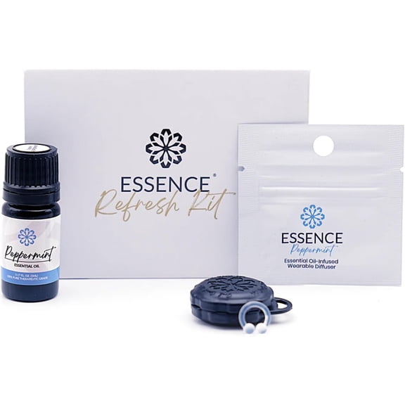 Essence Refresh Kit – Peppermint Essential Oil – Black Aromatherapy Pod