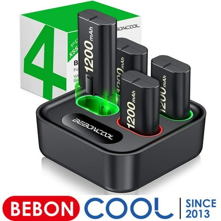 BEBONCOOL Charger for Xbox Series X Controller, with 4 x 1200mAh Xbox Rechargeable Battery Pack for Xbox One/Xbox One X/Xbox One S/Xbox One Elite Controller -Black
