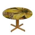 thumbnail image 3 of HAOXIT Round Tablecloth Yellow Wooden Board Circle Table Cover Flower Table Cloth Washable for Dining Kitchen Cabin Farmhouse Decor 38-42, 3 of 8
