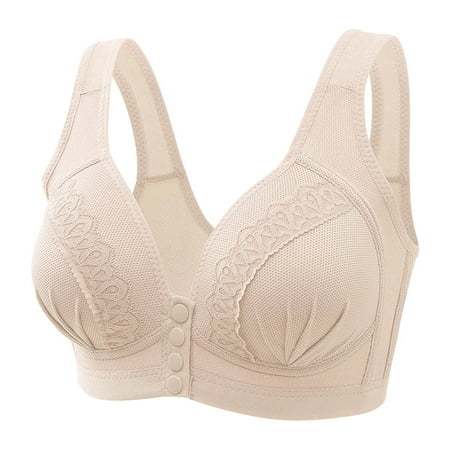 Blphud Lingerie for Women Plus Size Woman s Sports Bra Trendy Lingerie for Women Sports Bras for Women Women Sexy Lace Front Button Shaping Cup Shoulder Strap Large Size Underwire Bra Grey 44