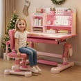 thumbnail image 2 of Floseru Height Adjustable Kids Desk and Chair Set, Childrens Desk with Bookstand and Storage Drawer, Kids Study Table and Chair Set, Kid Study Table and Chair Set, 2 of 10