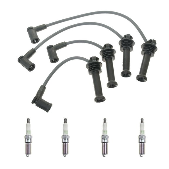Wireset and 4 NGK Platinum Spark Plugs Compatible with 2011-2019 Ford Fiesta 1.6L l4 Replacement for