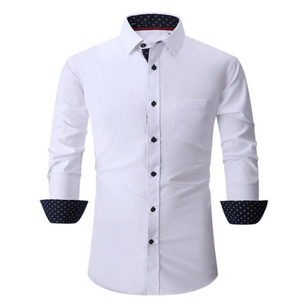 JUMESG Mens Dress Shirts Men s Dress Shirt Regular Fit Oxford Solid (White M)