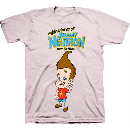 Mens Nickelodeon Jimmy Neutron Shirt - The Adventures of Jimmy Neutron Boy Genius tee - Classic Nick Graphic T-Shirt (Soft Pink, Medium)