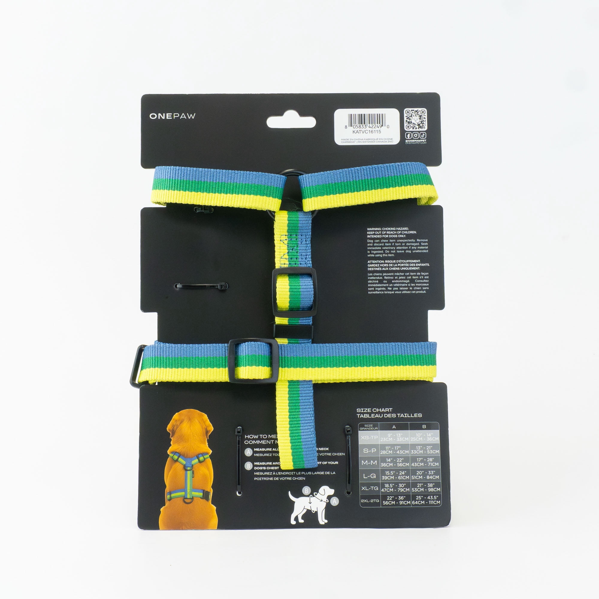 One Paw, lot de 3 harnais et laisses pour chien avec porte-sac à crottes, plusieurs tailles, bleu, chiens