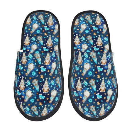Balery Ice blue old man cute winter Slient Indoor Furry Fleece Comfort House Shoes Soft Non-Slip Home Shoes Cotton slippers House Slippers--