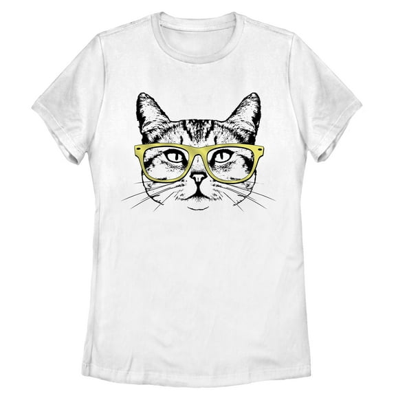 Women's Lost Gods Hipster Kitty Graphic Tee White X Large