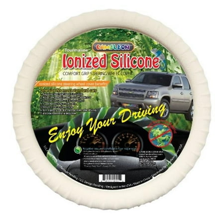 Cameleon Cover 153 BEIGE TRUCK IONIZED New Silicone Semi-Truck Beige Steering Wheel Cover With Negative Ion Fits