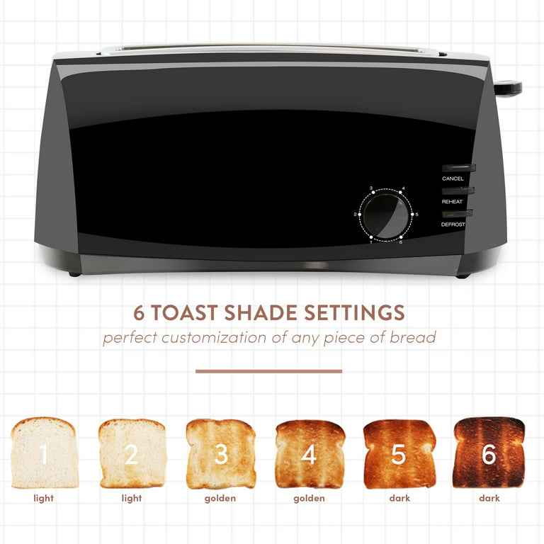 Elite Gourmet - 4 Slice Long Slot Cool Touch Toaster - Black