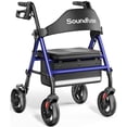 thumbnail image 1 of Andador con ruedas Soundfuse con asiento para personas mayores, plegable, con ruedas grandes de 8", todoterreno, asas y asiento ergonómico de altura ajustable, 169 kg (350 lb), compatible con FSA y HS, 1 of 5