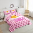 thumbnail image 4 of Feelyou Funny Cute Duck Bedding Comforter Set, Girly Pink Plaid Patchwork Twin Comforter Sets, Teens Kids Boys Girls Reversible Bedding Set, Lightweight Room Decor, 2pcs, 4 of 9