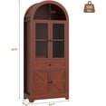 thumbnail image 2 of Kuublock 71” Tall Arched Pantry Cabinet with Glass Door, Display Cabinet Organizer with Barn Door & Drawer, Versatile Pantry Container for Kitchen, Living Room, Dining Room, Brown, 2 of 6
