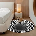thumbnail image 3 of 3D Optical Illusion 6ft Round Rugs, Black White Checkered Plaid Visual Trap Washable Non-Slip Area Rugs for Living Room Bedroom Kitchen, Low Pile Dining Room Kicthen Circle Carpet, Indoor Floor Rug, 3 of 9