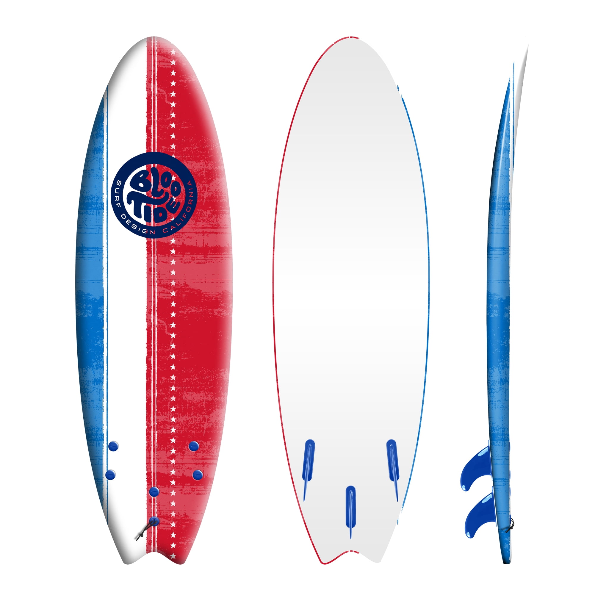 Blue Pinline Wavestorm Classic Soft Top Foam 7ft Surfboard Surfboard for Beginners and All Surfing Levels Complete Set Includes Leash and Multiple Fins Heat Laminated AZ22-WSSF700-PIN 