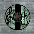 thumbnail image 5 of Reloj de pared con disco de vinilo musical - Notas minimalistas Cd Reloj de pared con luz LED - Reloj de vinilo - Decoración de la pared de la sala de estar - Regalos únicos para los amantes de la mús Feliz Sencillez, 5 of 5