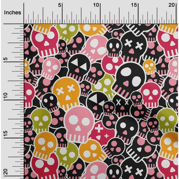 oneOone Cotton Jersey Black Fabric Skull Sewing Fabric By The Yard Printed Diy Clothing Sewing Supplies 58 Inch Wide