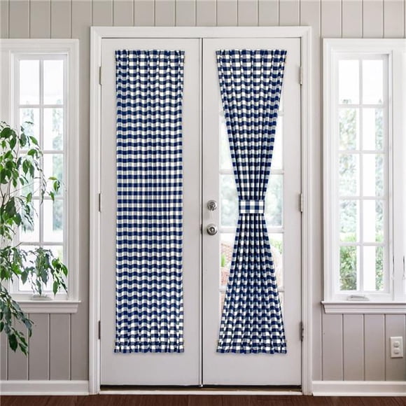 Achim BC25X72NY6 25 x 72 in. Polyester Light Filtering Rod Pocket Buffalo Check Curtain Panel, Navy