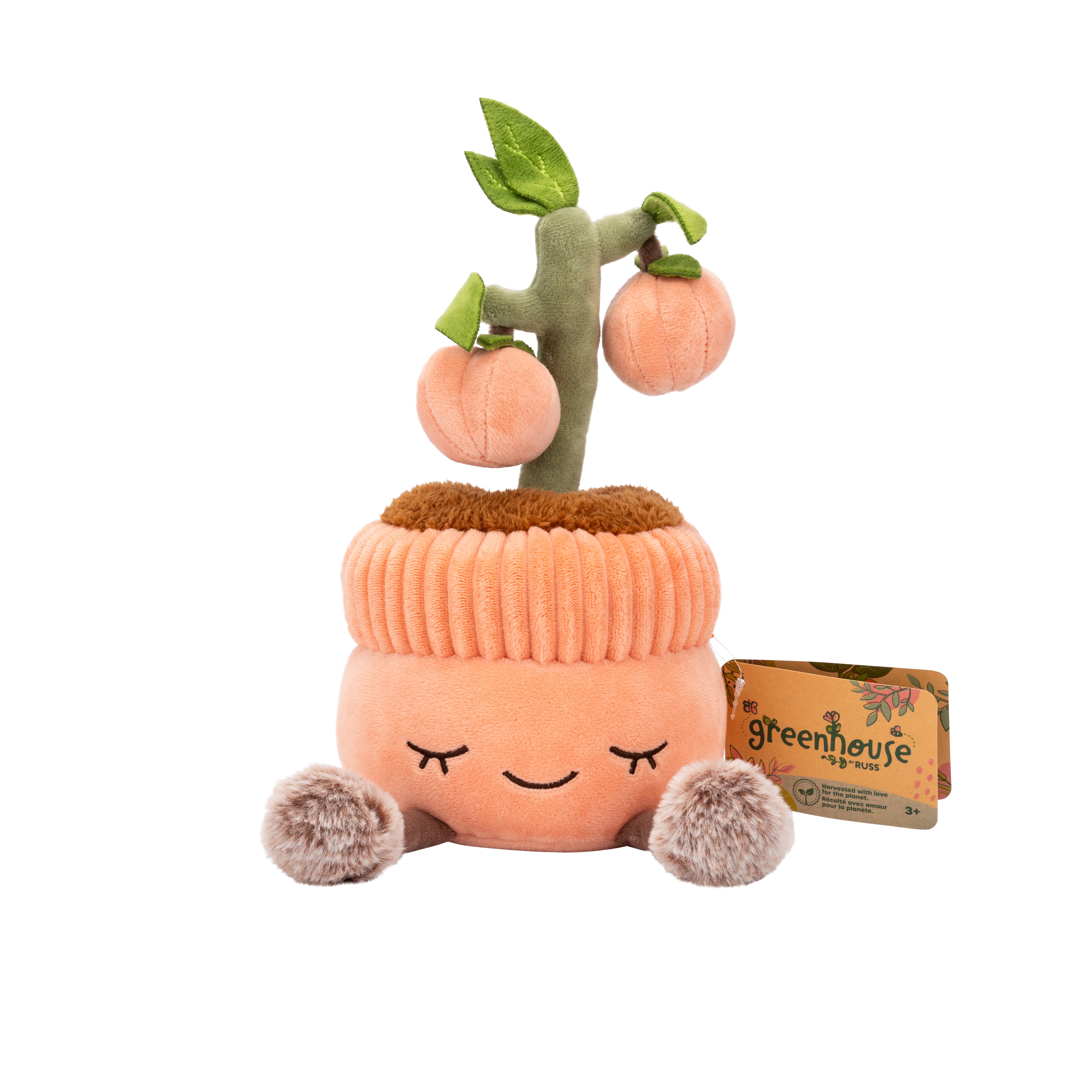 Greenhouse by Russ 12 inch Peachtree in Watering Can Plush – Child's Ultra Soft Plush Toy