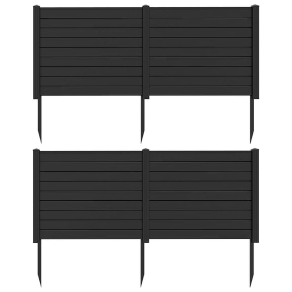 Costway 2 PCS 48"L x 37.5"H Air Conditioner Fence Screen Panel Kit with 3 Ground Stakes Black