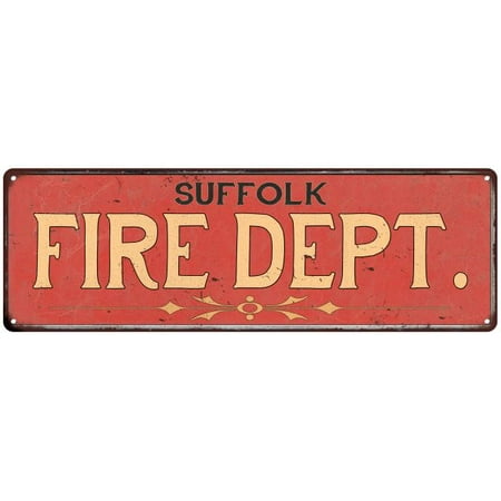 Suffolk Metal - SUFFOLK FIRE DEPT. Home Decor Metal Sign Police Gift 8x24 108240013352