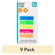 (9 pack) Pen+Gear Sticky Flags, Assorted Colors, Rectangle Shape, 45 mm x 12 mm, Total 100 Counts per pack