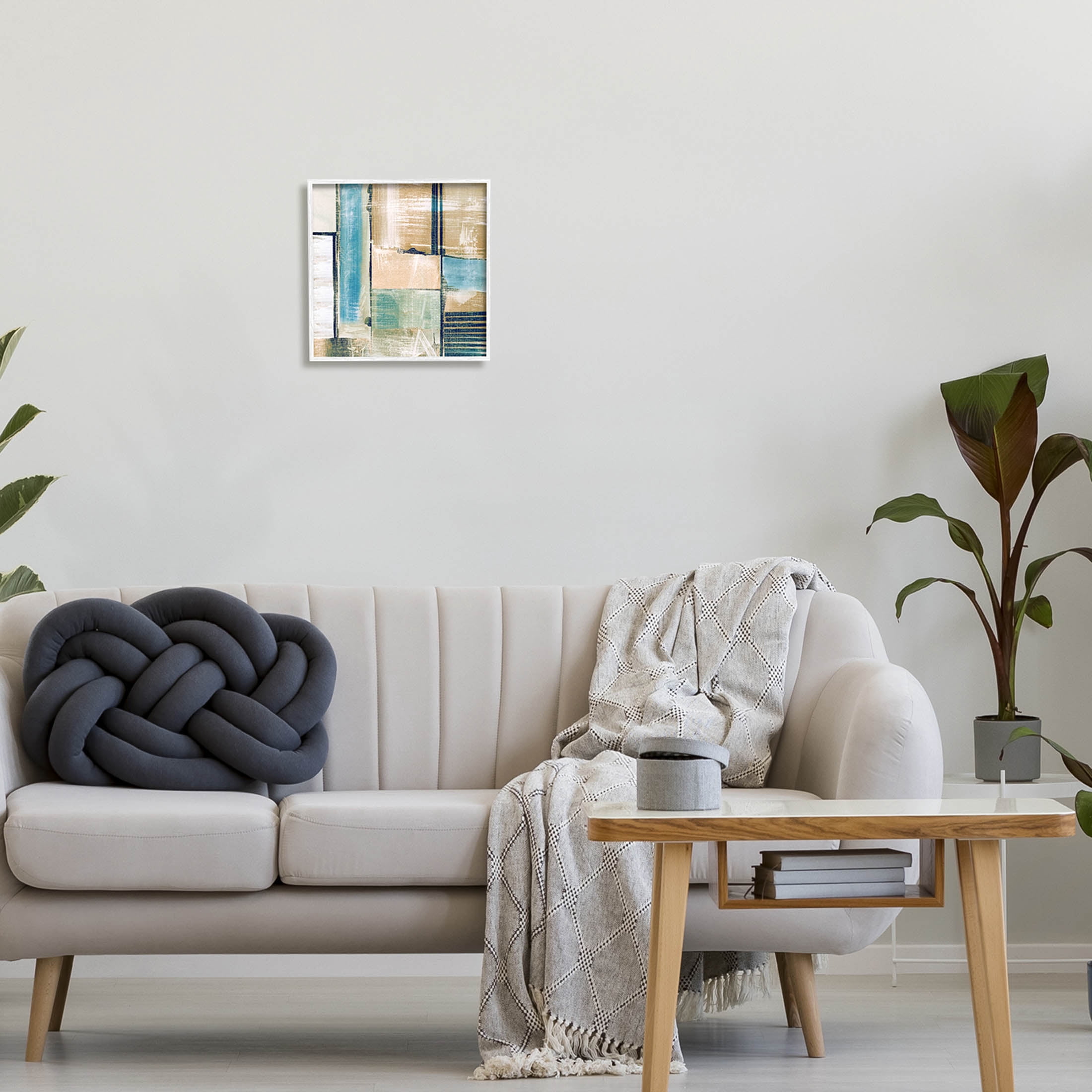 Geometric Shapes Collage Composition Abstract Painting White Framed Art Print Wall Art