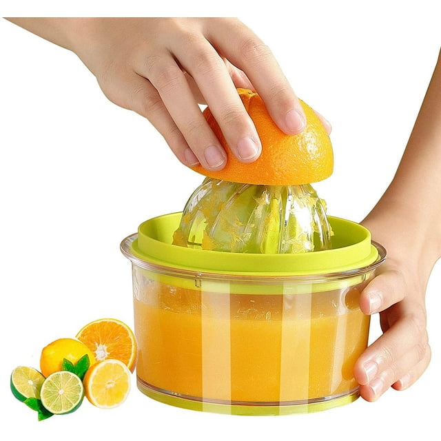 Exprimidor de cítricos y naranjas, exprimidor de mano manual de limón con rallador de taza de medición integrado de 16 onzas, exprimidor manual multifunción con escariadores de varios tamaño