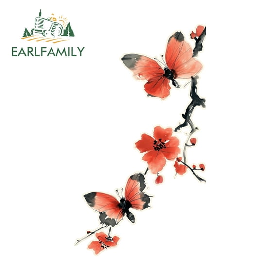 EARLFAMILY 5.1" Japanese Butterfly Car Stickers Waterproof Occlusion Scratch Aquaflask Skateboard Motorcycle Trunk Vinyl Decals Personality Car Label