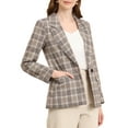 thumbnail image 1 of INSPIRE CHIC Blazers pour Femmes Revers Cranté Manches Longues un Bouton Blazer à Carreaux Brun Beige P, 1 of 7