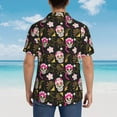 thumbnail image 4 of Gaeub Skull Daisy Print Men's Hawaiian Shirt,Button Down Short Sleeves Shirts,Tropical Beach Casual Button Down Shirts,Small, 4 of 7