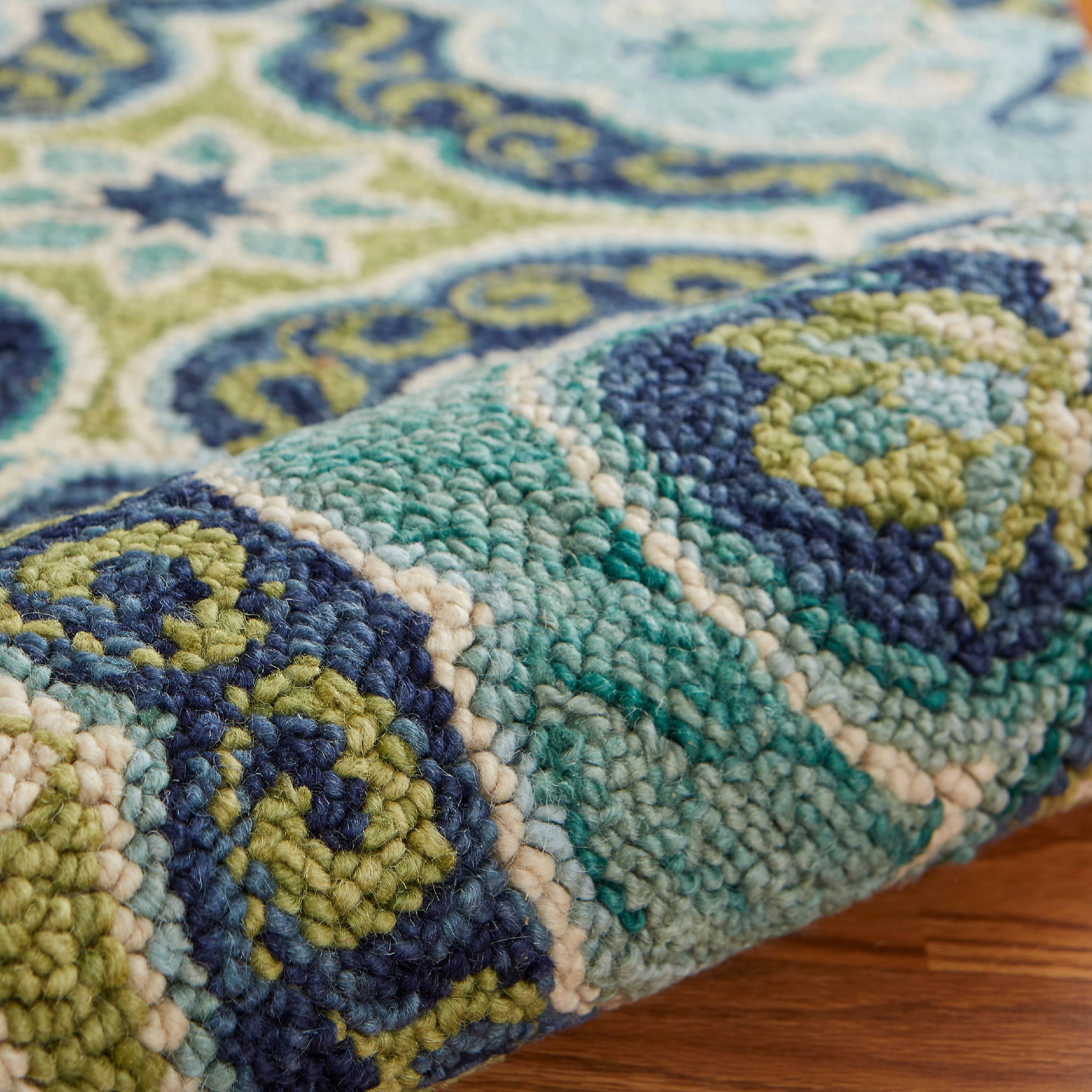 Ox Bay Emily 6' Round Green Floral Medallion Indoor Area Rug