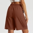 thumbnail image 5 of Lenpel Bermuda Shorts for Women High Waisted Wide Leg Pleated Knee Length Workout Long Shorts Casual Athletic Shorts with Pockets, 5 of 7