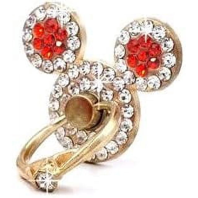 LAICAIW Mickey Ears Ring Stand, Rhinestone Crystal Bling Diamond 360° Rotation Cell Phone Stent Holder Grip Kickstand Compatible with iPhone 7 7 Plus iPhone 8 8 Plus 6S 6 Galaxy S7 S8 (Red)